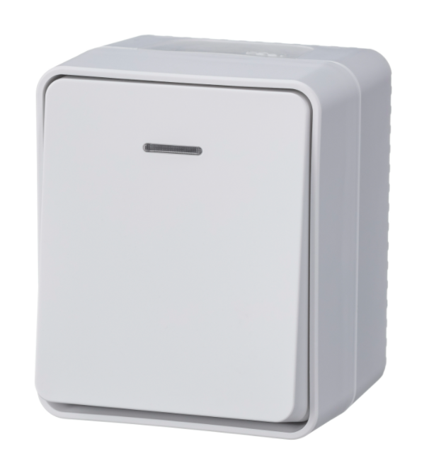 AtlasDesign Profi54 О/У 1-клавишный ВЫКЛЮЧАТЕЛЬ с подсветкой 10 АХ, БЕЛЫЙ, Россия