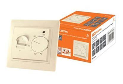 Термостат для теплых полов ТТП 16А 250В с датчиком 3м "Таймыр" слоновая  кость TDM