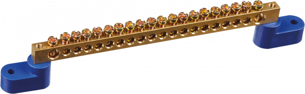 Шина нулевая на двух угловых изоляторах Navigator  NBB-M69-20C2/B 6*9, 20 отверстий 71 174