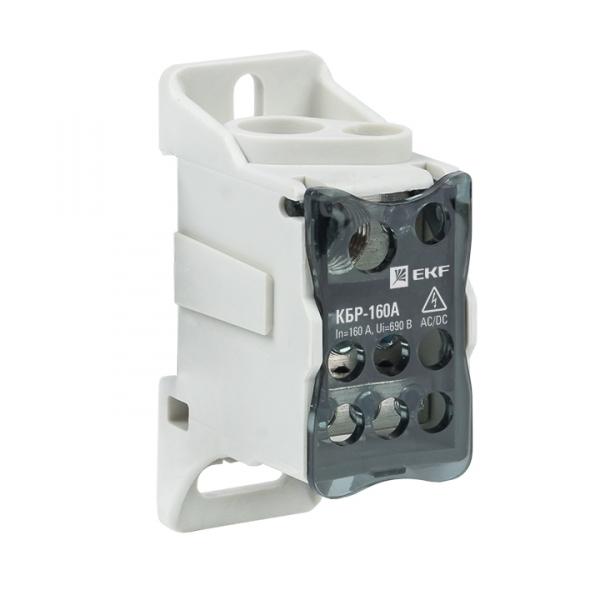 Блок распределительный на DIN-рейку 160А  (КРОСС) крепеж на монтажную панель и DIN рейку КБР-160 A EKF