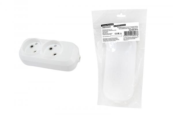 Колодка 2 гнезда 2П без заземляющих контактов 10А 250В Белая TDM Народная SQ1806-0413