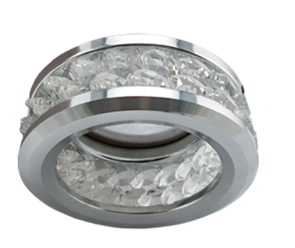 Светильник точечный Ecola MR16 DL1656 GU5.3 встр. круглый с хруст.(2 ряда) и ободком - Прозрачный / Хром 54x85 (кd74) /FC1656EFF/
