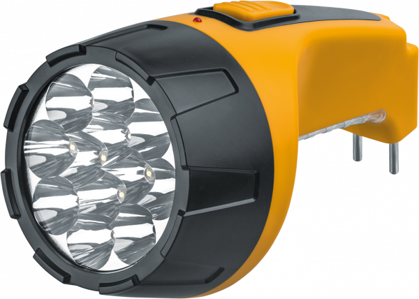Фонарь светодиодный Navigator NPT-CP05-ACCU 94 953 прожектор 2 режима 12+10LED, аккумулятор 4V0,9Ah, прямая зарядка 220V, желтый пластик